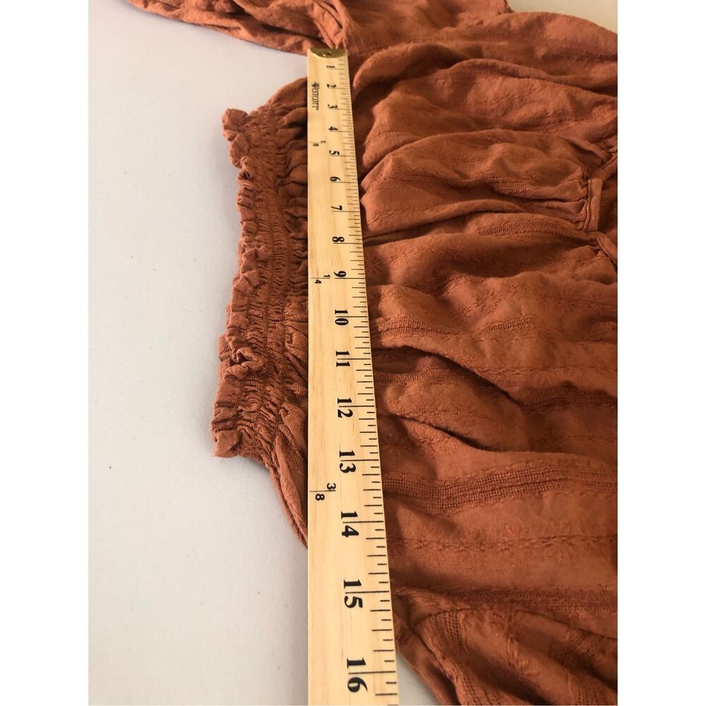 Universal Thread Rust Crop Peasant Blouse Medium … - image 6